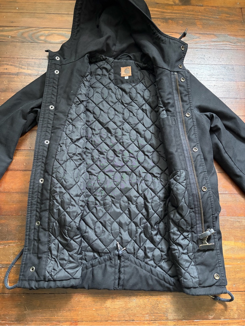 Carhartt Clash Parka Black Hooded Quilted Utility Jacket Men’s Small - Picture 3 of 9
